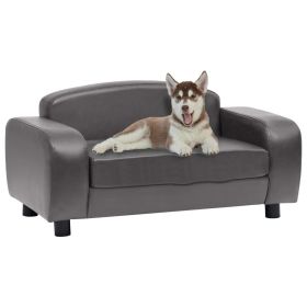 Gray Faux Leather Dog Sofa 31.5"x19.7"x15.7" (W x D x H)