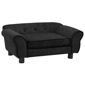 Black Plush Dog Sofa 28.3"x17.7"x11.8" (W x D x H)
