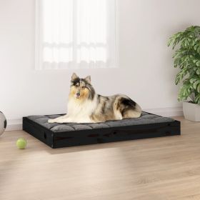 Solid Wood Pine Dog Bed Black 36"x25.2"x3.5" (W x D x H)