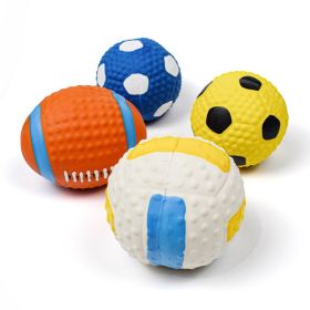 Squeaky Dog Toys; Natural Latex Rubber Dog Balls;  Soft ;  Bouncy & Durable for Small Medium Dogs Puppy Interactive Chew Sound Fetch Play (Colors: Smiley Rugby)