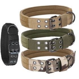 Super strong large dog collar with D-Ring & Buckle Collars Medium sized dog Golden haired horse dog Fierce dog collar (Colors: Army Green, Size: M)