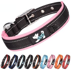 Pet dog collar; diving cloth reflective nylon collar; medium and large dog collar (Specification (L * W): L 2.5 x 48 - 58 cm, Colors: Black Ribbon)