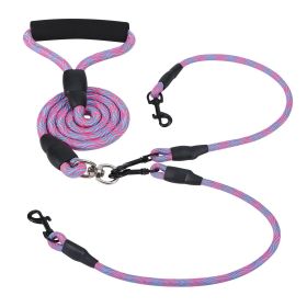 Double Dog Leash with Swivel Coupler (Color: Pink)